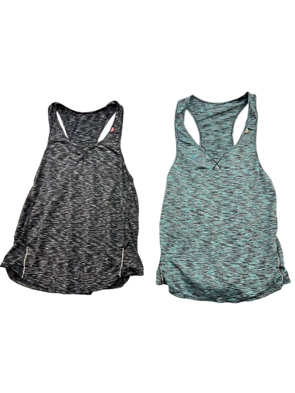 Tangerine Women's Set of 2 Activewear Tank Top Sleeveless Heathered Gray Teal